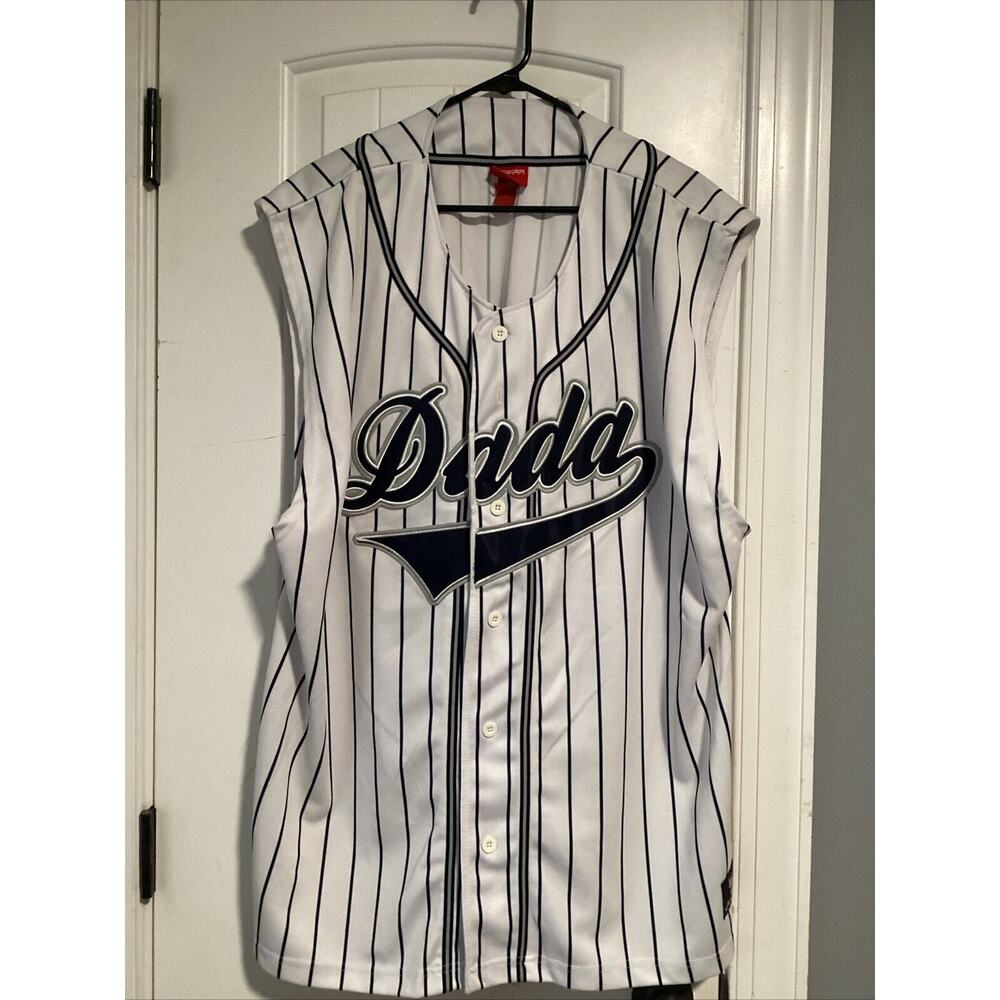 Vintage Damani Dada Supreme Sleeveless Baseball Jersey Y2K Pinstripe Yankees 2XL